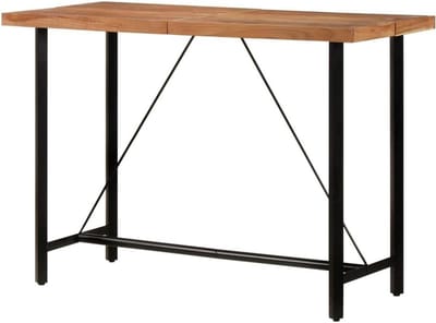 Bartafel Hout en IJzer - Eettafel Staand Hoge Tafel - Gezellig Dineren - Massief Acaciahout - 150x70x107 cm - Bruin