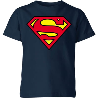 Official Superman Shield Kids' T-Shirt - Navy - 98/104 (3-4 jaar)