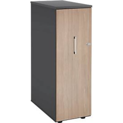 Hoge ladeblok TETRIS WOOD - 3 niveaus + 1 lade voor accessoires -B 426 x D 803 x H 1296 mm - grafiet en eiken decor – ons merk Schäfer Shop Genius
