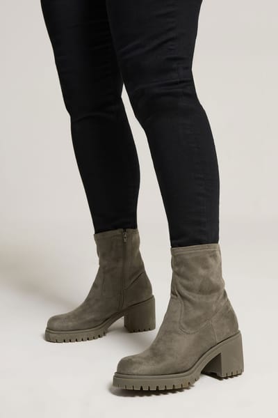 Yours Mochabruine Imitatiesuède Stretch Sokkenlaarzen In Extra Brede Eeepasvormsize 37EEE