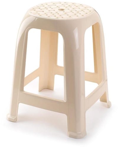 Plasticforte Zit krukjes - creme wit - kunststof - 37 x 37 x 46 cm - extra zitplaatsen