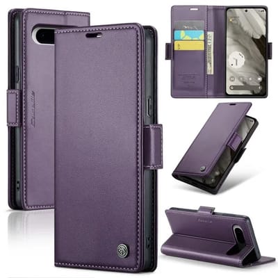 CaseMe Wallet Case met RFID Bescherming en Magneetsluiting voor Google Pixel 8 _ Paars
