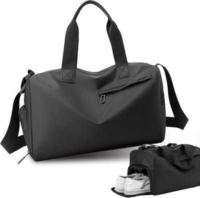 Sporttas met vakken - Gymtas trainingstas - Sport en reizen - Waterdicht schoenenvak - 39x22x23 cm - Zwart