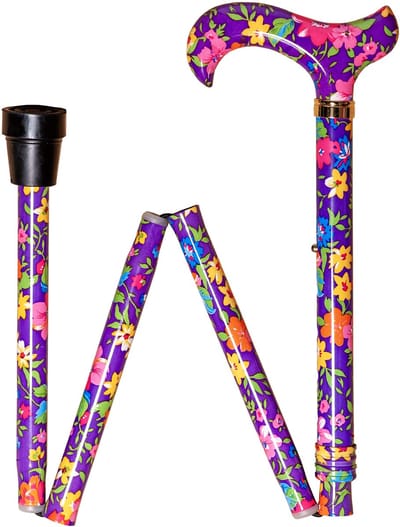 Wandelstok Opvouwbaar – Lichtgewicht & Verstelbaar – Paars Gebloemd Design – Ninee