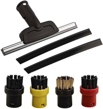 Stoomreinigingsborstelset - Accessoireset - Dieptereiniging - Verbeterd bereik - 7-delig - Zwart