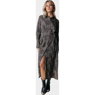 Colourful Rebel Desiree Leopard Maxi Shirt Dress Ls Warm Brown Talla: XS | Blusón Outlet | Mujer | Marrón