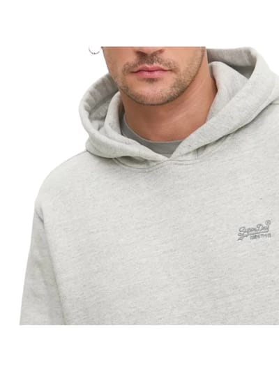 Superdry - Essential hoodie met logo en halfgeborstelde voering - Heren - Hoodies