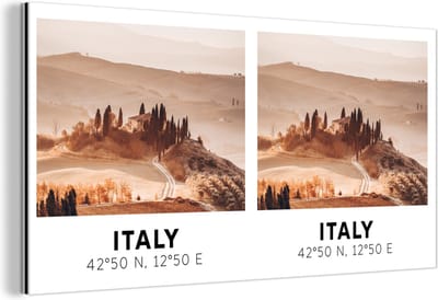 Wanddecoratie Metaal - Aluminium Schilderij Industrieel - Italië - Toscane - Landschap - 160x80 cm - Dibond - Foto op aluminium - Industriële muurdecoratie - Voor de woonkamer/slaapkamer