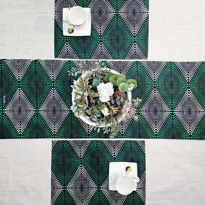 Tafelloper 160x35cm en 4 Placemats | Afrikaanse Print Bogolan Geïnspireerde Print | Gemaakt van 100% Katoen