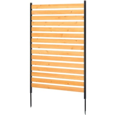 VEVOR houten privacyscherm, 1550x980 mm, 1-paneels privacyscherm voor airconditioners, afscherming voor zwembadapparatuur met metalen palen, afdekking voor buitenafvalbak als tuindecoratie