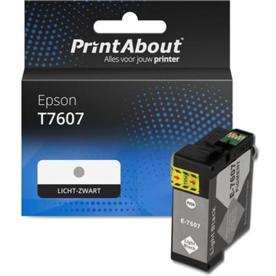 PrintAbout Inktcartridge T7607 Licht-zwart geschikt voor Epson