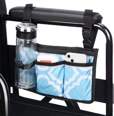 Armsteun Tas voor Rollator en Rolstoel - 6 Vakken Organizer met Reflecterende Stripes en Flessenhouder - Geschikt voor Mobiliteitshulpen