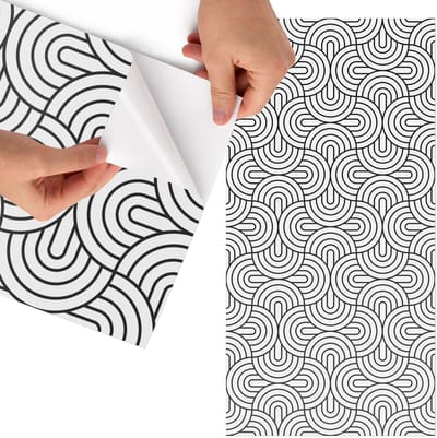 Tulup Meubelfolie - Geometrische patronen Meubelfolie Zelfklevend - 65x130 cm - Zwart-wit Meubelfolie - Wrapfolie Keuken - Minimalist Meubelfolie - Decoratiefolie - Tafeldecoratie - Achtergronden en patronen