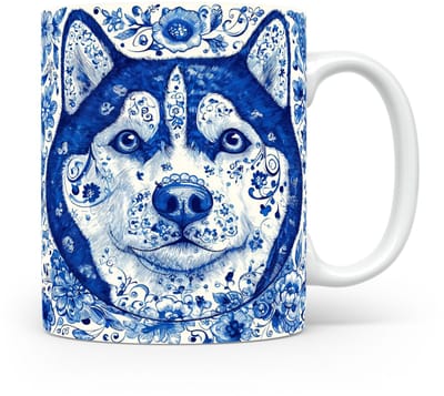 Mok Husky Beker voor koffie of tas voor thee, cadeau voor dierenliefhebbers, moeder, vader, collega, vriend, vriendin, kantoor, opa, oma, hond, kerst, sinterklaas, verjaardag