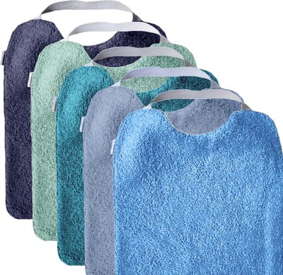 Set van 5 babyslabbetjes ter bevordering van de autonomie - Babyslabbetjes wasbaar - Babyslabbetjes waterdicht en absorberend - Slabbetjes voor babyvoeding Made in Europe (water)