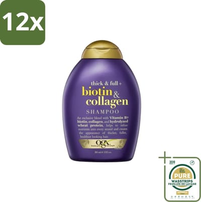 OGX – Shampoo – Biotin & Collagen – 385 ml - Voordeelverpakking - 12 stuks - Haare verzorging - Collagen shampoo