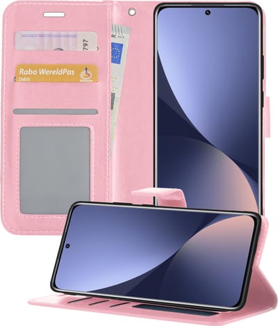 Hoesje - Geschikt voor Xiaomi 12X - Luxe Bookcase - Walletcase Hoes - Portemonnee - Cover - Telefoonhoes - Lichtroze