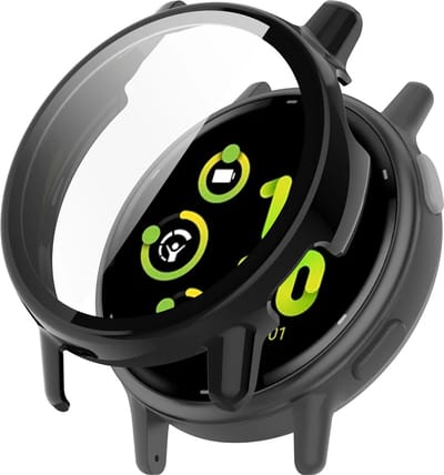 Strap-it hard case hoesje met glasplaat geschikt voor Garmin Vivoactive 5 (zwart) – stevige beschermcase met geïntegreerde screen protector – schokbestendige bescherming voor je smartwatch