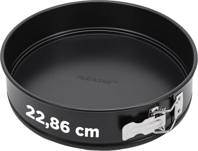 NutriChef Springvorm - 23 cm Antiaanbak Cake pan voor Cheesecake - RVS Sluiting & Uitneembare Bodem , Duurzame Roestvrijstalen Taartvorm Inclusief 100 Bakpapiertjes | Zwart