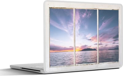 Laptop sticker - 14 inch - Doorkijk - Eiland - Zee - 32x5x23x5cm - Laptopstickers - Laptop skin - Cover