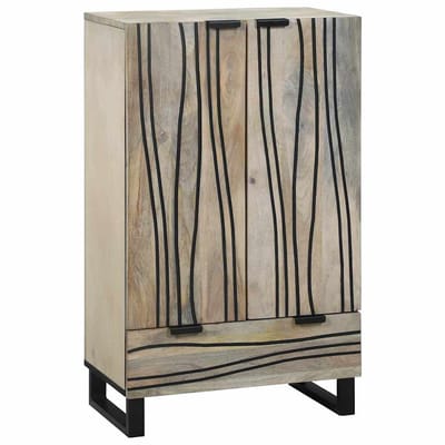 vidaXL - Walnoot - Highboard - Wit - en - Zwart - 60 - x - 33 - x - 100 - cm