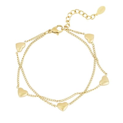 Yehwang - Gouden Armband Met Hartjes - Goud Armbandje - Stainless Steel Sieraad - Sieraden - Cadeau - Cadeautip - Kerst - Feestdagen