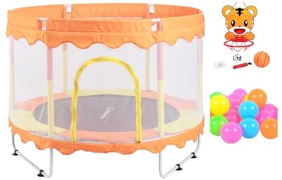 Indoortrampoline met Veiligheidsnet en Basketbalkorf voor Kinderen - Veilige en Leuke Sportervaring