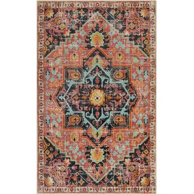 Boho Vloerkleed Wasbaar Kleed voor Slaapkamer Bloemen Badkamer Werpkleed Antislip Vintage Badmat Binnen Tapijt voor Entree Meisjeskamer 40X60cm-16x24in