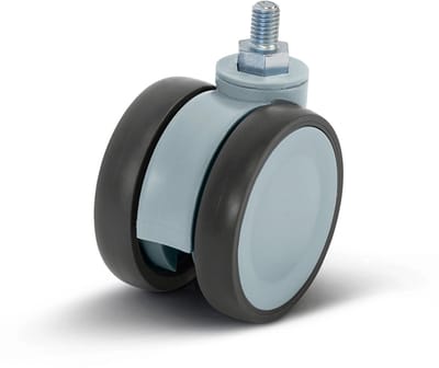 Grijs dubbel meubel zwenkwiel met schroefdraad - 75mm - 80kg