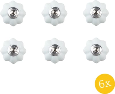 Clayre & Eef Deurknop set van 6 stuks Ø 4 cm Blauw Keramiek Meubelknop