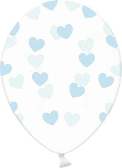Partydeco - Ballonnen clear hartjes blauw 6 stuks