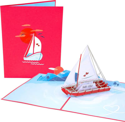 3D Pop-up Wenskaart Zeilboot voor Elke Gelegenheid - Verjaardag, Vaderdag, Valentijn