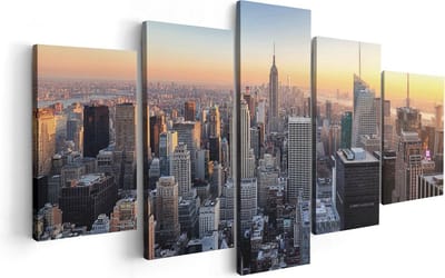 Artaza Canvas Schilderij Vijfluik New York Skyline Met Wolkenkrabbers - 100x50 - Foto Op Canvas - Canvas Print