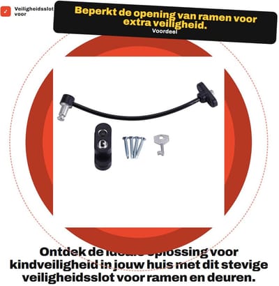 Dailygoods- Veiligheidsslot - Zinklegering Behuizing - Beperking Kabel - Voor Ramen/Deuren - Eenvoudig te Bedienen - Krasbestendig/Corrosiebestendig - Raamslot