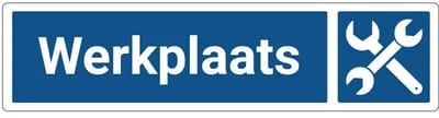 Werkplaats deurbordje met zelfklevende strip | Forex Re materiaal | 20 x 5 cm