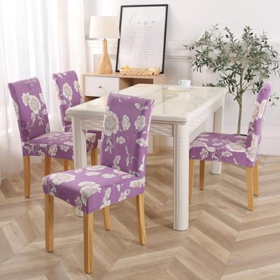 Bladeren Serie Stoelhoes Verwijderbare Anti-Vuile Bloementak Bedrukte Stoelhoezen Voor Eetkamer Thuis Bruiloft Stretch Stoelhoes 1 piece gray