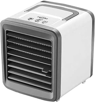 Persoonlijke Mini Airco - Verdampingskoeler Luchtbevochtiger - Persoonlijke Koeling - 3-in-1 Functie - 13.1x13.1x17cm - Wit