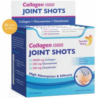 Premium Collageen 10.000 mg Joint shots-Gewrichtsondersteuning-Glucosamine-Chondroïtine-Hoge absorptie-Pijnverlichting-Anti-aging-Soepele spieren-pezen-Gezonde gewrichten-botten-Vitaminen-Mineralen-Gehydrolyseerd collageen type1,2,3-25 ML x20 stuks