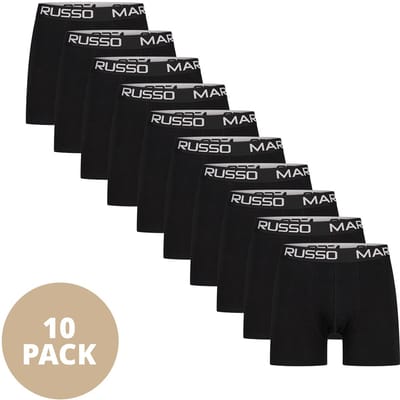 Mario Russo Boxershorts - Boxershort heren - Onderbroeken heren - 10-pack - S - Zwart
