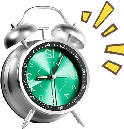 Bureauklok Analoog - Klassieke Wekker - Rustig Wakker Worden - Stil Zonder Tikken - 13 cm Breed - Groen