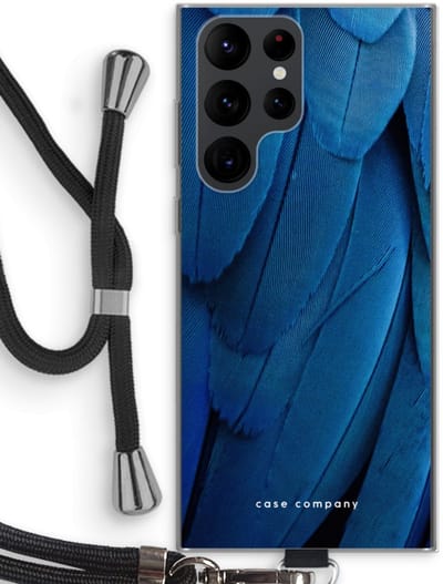 Hoesje met koord geschikt voor Samsung Galaxy S22 Ultra hoesje met Koord - Pauw - Telefoonhoesje met Zwart Koord - Bescherming aan alle Kanten en Over de Schermrand