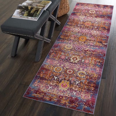 Vloerkleed Nourison Vintage Kashan Red Multicolour VKA03 - maat 71 x 244 cm