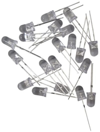 20 stuks 5mm witte LED diodes 3v 20mA- ronde verlichting voor elektronica - doe-het-zelf LED lampjes - knutsellampjes - 20 witte LED diodes - LED diode 5mm - witte LED diode