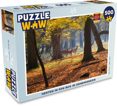 Puzzel Herten in een bos in Denemarken - Legpuzzel - Puzzel 500 stukjes