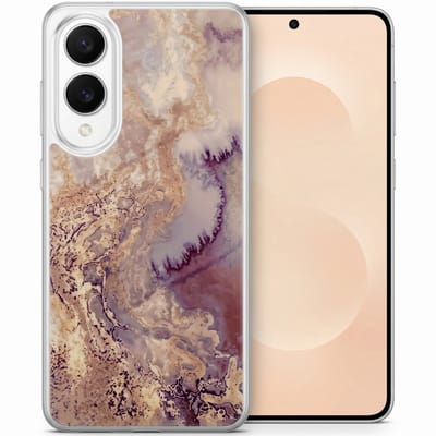 Hoesje - Geschikt voor Samsung Galaxy S25 Edge - Marmer Design - Shockproof Telefoonhoes - Transparante Back Cover Roze