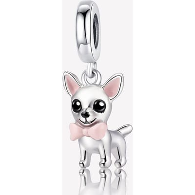Koper Schattige Roze Hond Dierenserie Bedel Kralen Passend voor Originele Pan Armbanden Bangles Voor Vrouwen DoeHetZelf Mooie Sieraden white