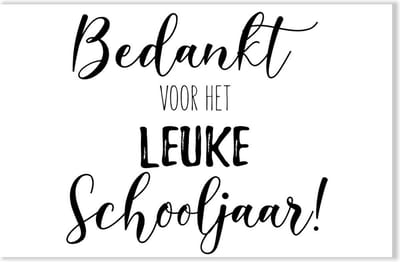 Bedankt voor het leuke schooljaar kadokaartjes - bedankkaartje juf of meester - 5 stuks