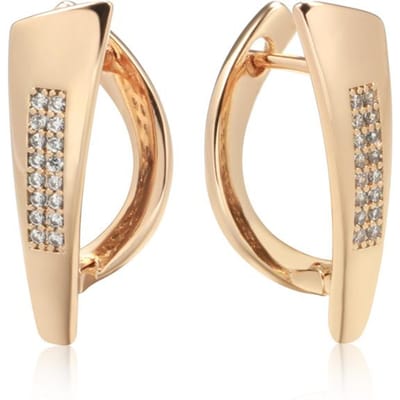Nouvelles Boucles d'Oreilles pendantes tendance couleur Or Rose pour Femmes Bijoux Fins Vintage Zircon Naturel Boucles d'Oreilles Tendance One Touch beige