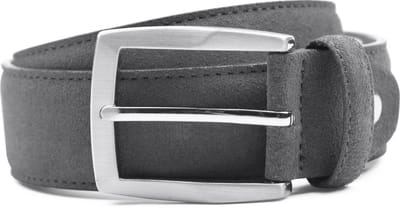 Suitable Riem Suède Leer Grijs - Maat 105 - Heren leren broekriem / broeksriem - Ceintuur - Riem casual