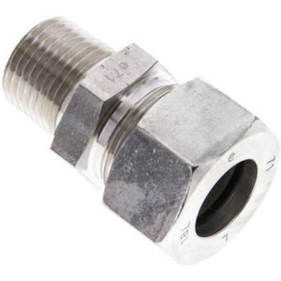 1/2'' NPT Buitendraad x 18L RVS Rechte Snijring Koppeling 315 Bar DIN 2353 - FL2S-MC-ST-012N-18-L